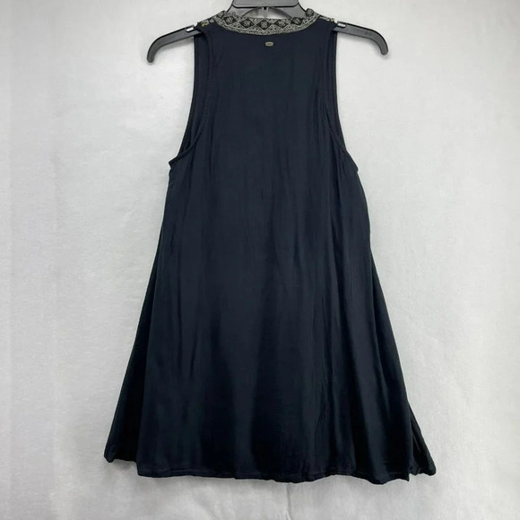 O'neill Dress Women's Sz XS Black Sleeveless A Line Tunic Floral Diamond Studded - Picture 2 of 9